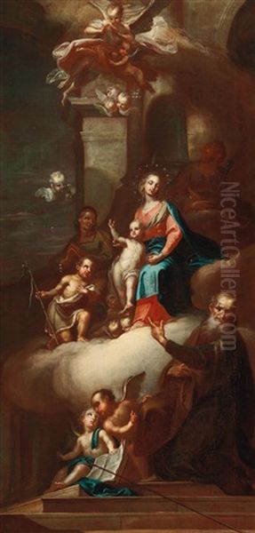 The Holy Family Oil Painting by Johann Josef Karl Henrici