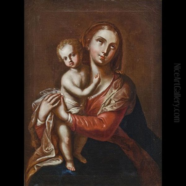 Madonna Col Bambino Oil Painting by Johann Josef Karl Henrici