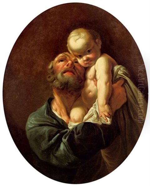 Josef Mit Dem Jesuskind Oil Painting by Johann Josef Karl Henrici