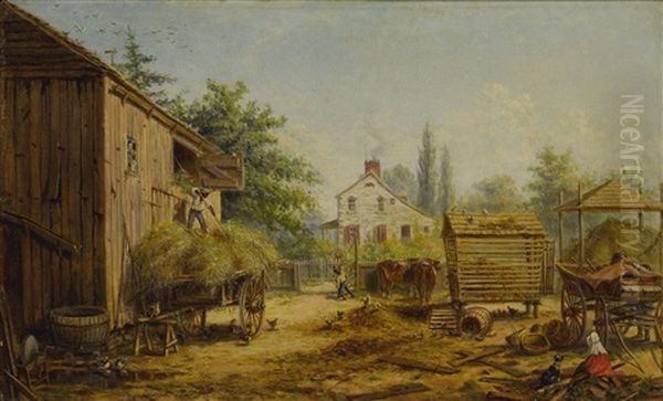 Barnyard In Pennsylvania Oil Painting by Edward Lamson Henry