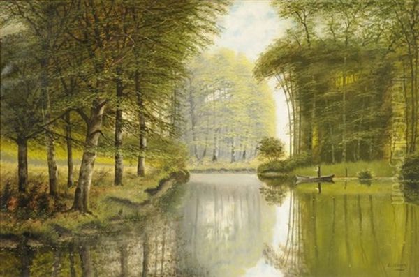 Creek Fishing Oil Painting by Edward Lamson Henry