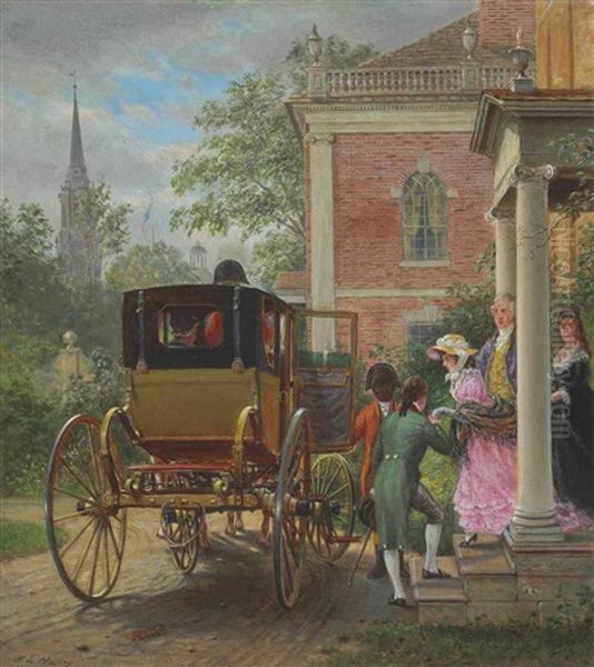 Going Out To Ride: New York Oil Painting by Edward Lamson Henry