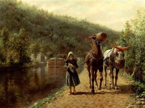 On The Towpath Oil Painting by Edward Lamson Henry