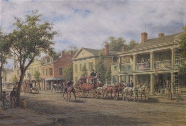 In The Early Sixties (main St., Johnstown) Oil Painting by Edward Lamson Henry