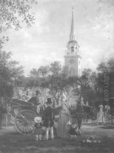 Going To Church Oil Painting by Edward Lamson Henry