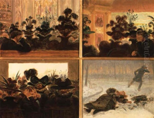 The Artist's Commentary On Women's Hats by Edward Lamson Henry