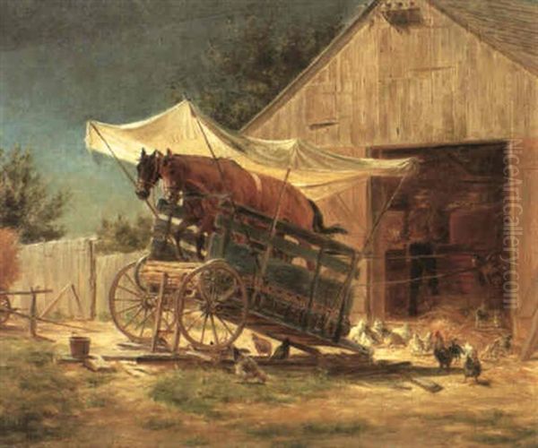 The Threshing Machine Oil Painting by Edward Lamson Henry