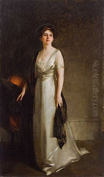 Lebensgroses Portrait Einer Reizenden Jungen Dame Im Habit Des Jugendstils Oil Painting by George Henry