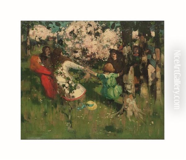 Round The Mulberry Bush Oil Painting by George Henry