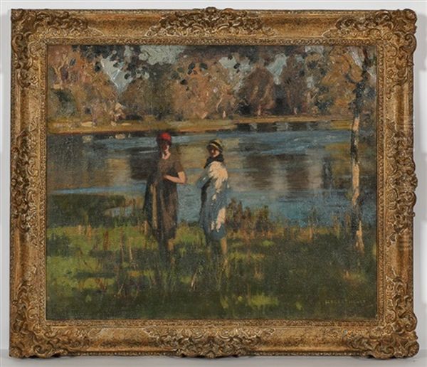 At The Water's Edge Oil Painting by George Henry