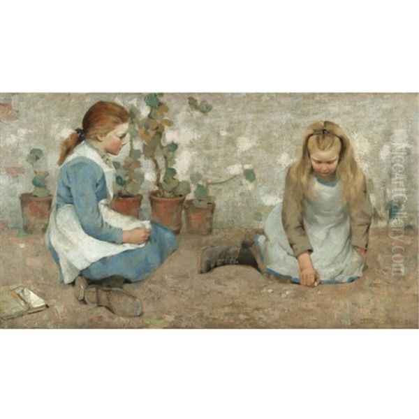 Playmates Oil Painting by George Henry