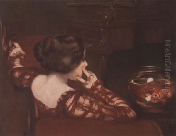 Pensive Oil Painting by George Henry