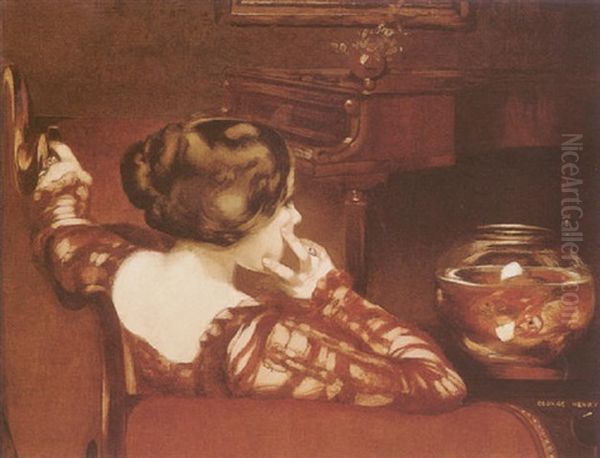 Pensive Oil Painting by George Henry