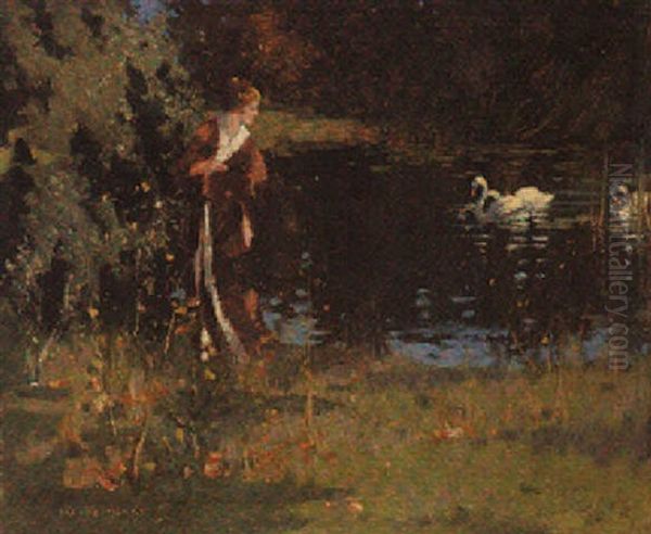 Evening By The Lake Oil Painting by George Henry