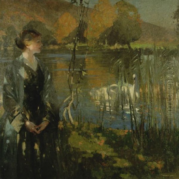 By The Lake Oil Painting by George Henry