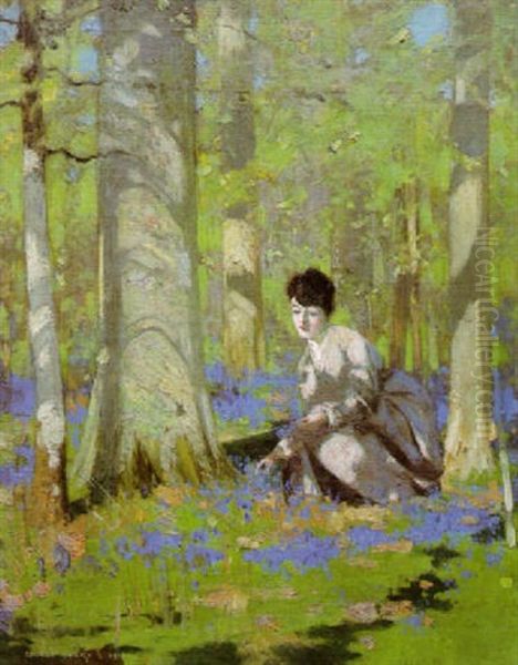 Gathering Bluebells Oil Painting by George Henry