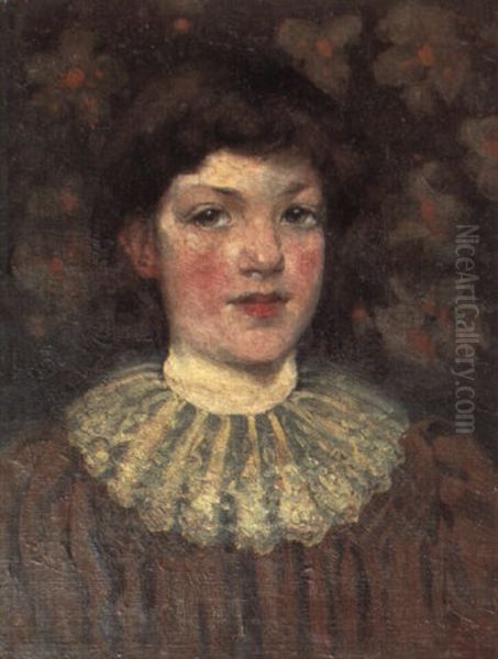 Little Girl In Brown Oil Painting by George Henry