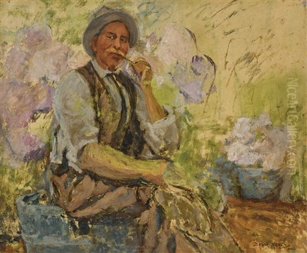 The Gardener, Portrait Of Paul Henry Oil Painting by Grace Henry