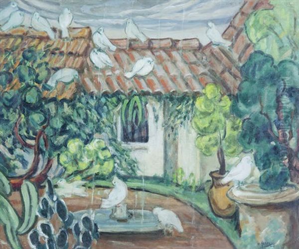 Doves In Tuscany Oil Painting by Grace Henry