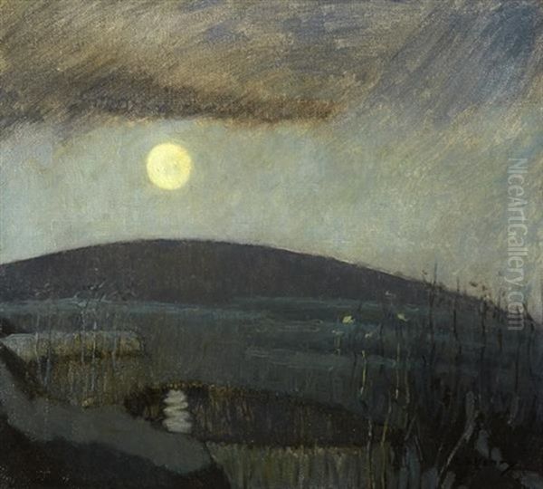 Moonlight On Lake Oil Painting by Grace Henry