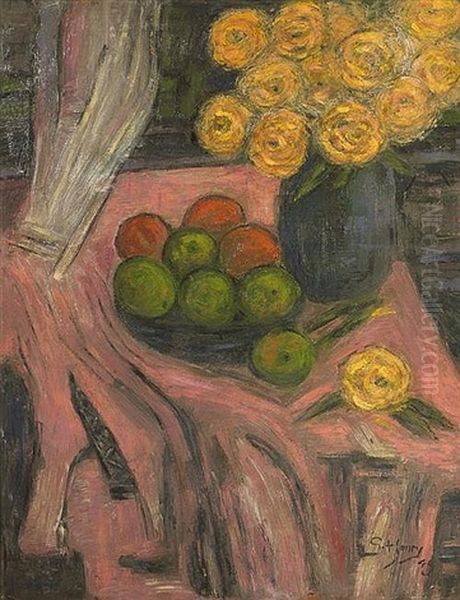 Apples, Oranges And Marigolds Oil Painting by Grace Henry