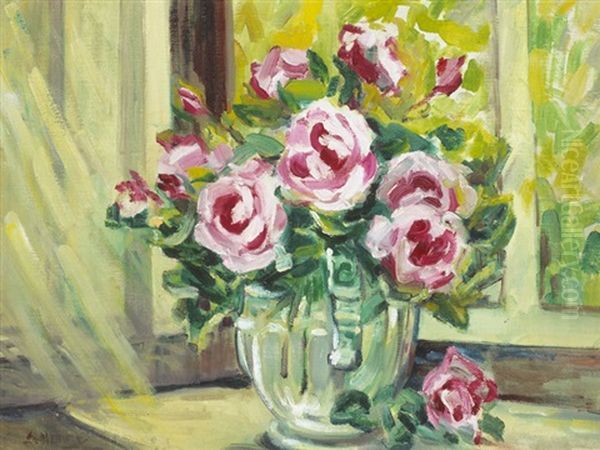 Still Life With Roses Oil Painting by Grace Henry