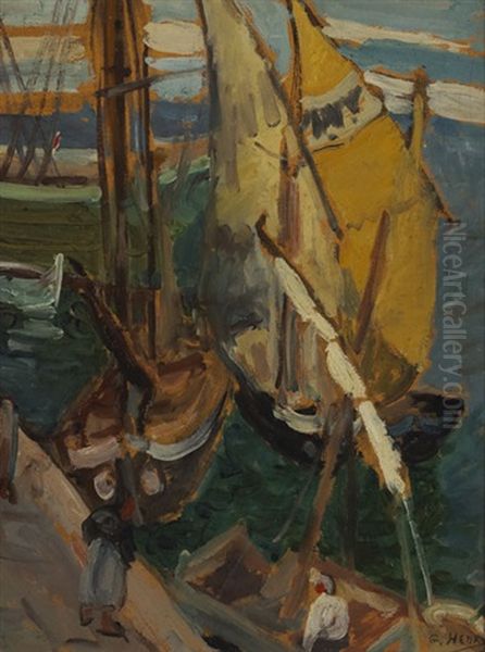 Harbour Scene, Chioggia Oil Painting by Grace Henry