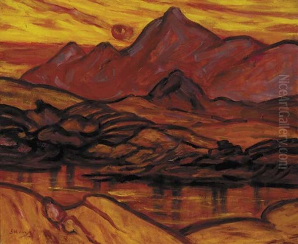 Sunrise Over The Reeks, County Kerry Oil Painting by Grace Henry