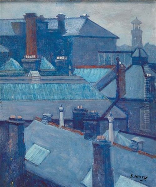 View Over Rooftops, Trinity College Oil Painting by Grace Henry