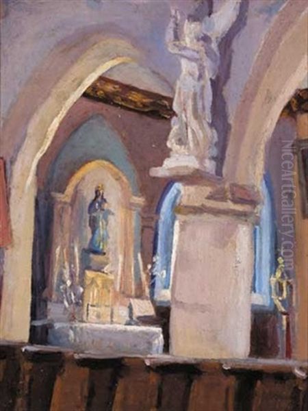 Church Interior Oil Painting by Grace Henry