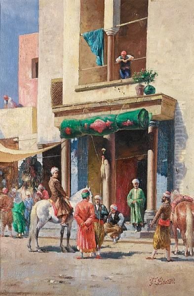 Arab Street Scene Oil Painting by Filippo Baratti