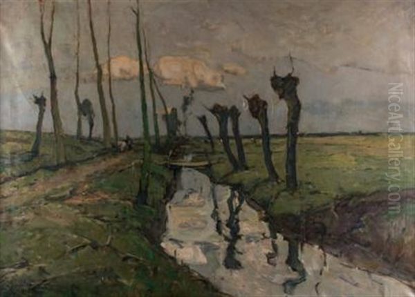 Les Polders Oil Painting by Frans Hens