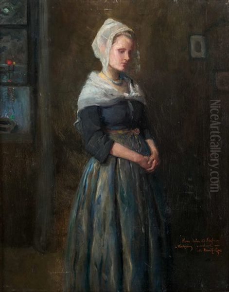 Stehende Junge Frau In Der Stube Oil Painting by Otto Henschel