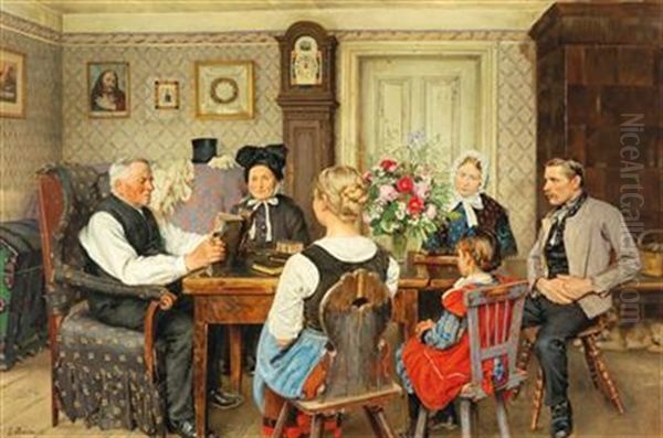 Family Prayers Oil Painting by Ernst Henseler