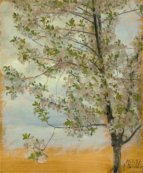 Apple Tree In Bloom Oil Painting by Ernst Henseler