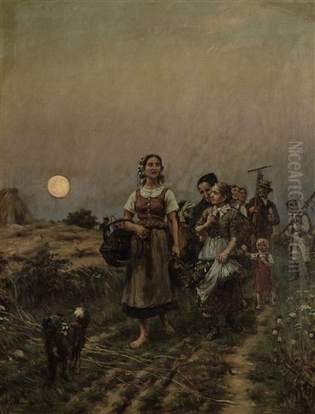 Heimkehr Von Der Feldarbeit Oil Painting by Ernst Henseler