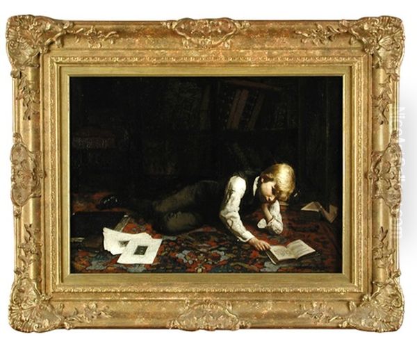 The Little Bookworm Oil Painting by John Henry Henshall