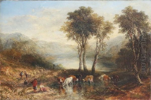 Paesaggio Con Armenti Oil Painting by Frederick Henry Henshaw