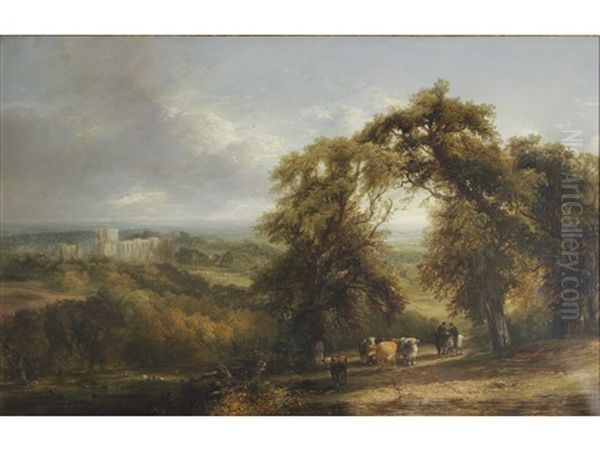 A Castle In A Wooded Landscape, Said To Be Kenilworth Castle Oil Painting by Frederick Henry Henshaw