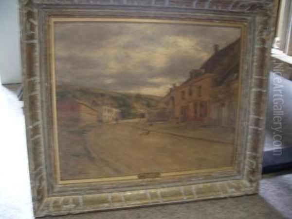 Rue De Village Oil Painting by Emile Barau-Bacou Barau