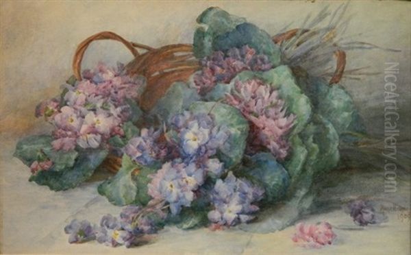 Basket Of Violets Oil Painting by Marie Hensley