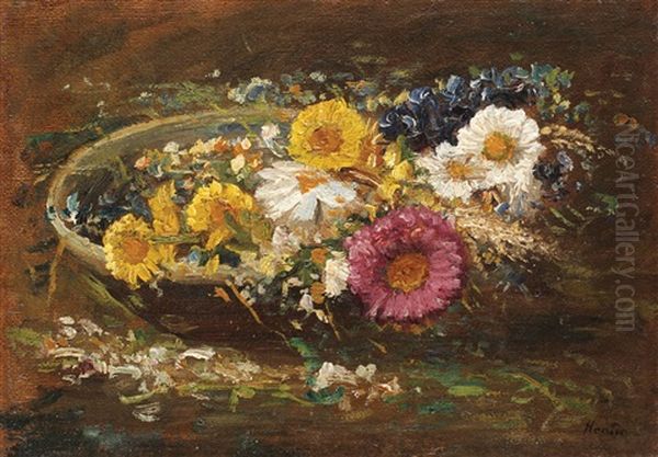 Summer Flowers Oil Painting by Alexandru Hentia