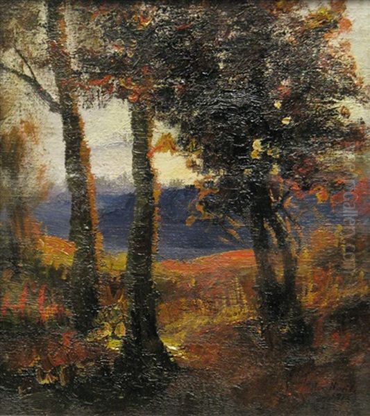 Autumn Landscape Oil Painting by Alexandru Hentia