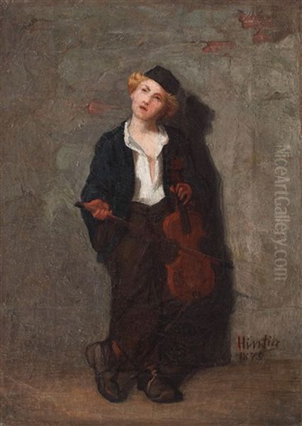 Micul Violonist Oil Painting by Sava Hentia