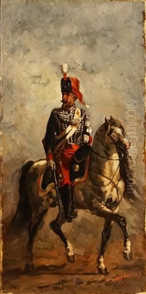 Soldier On Horse Oil Painting by Sava Hentia