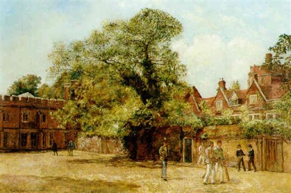 Young Cricketers, Eton Oil Painting by George Moore Henton