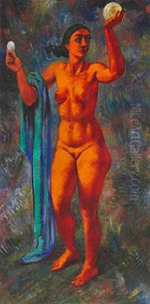 Standing Model Oil Painting by Gudmund Herman Peter Hentze