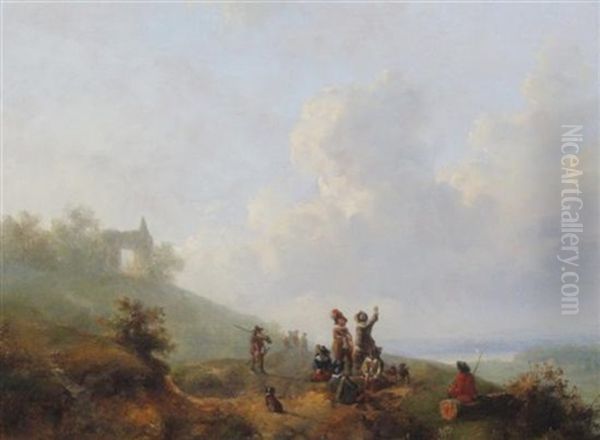 The Hunting Party Oil Painting by Theodorus Hentzepeter