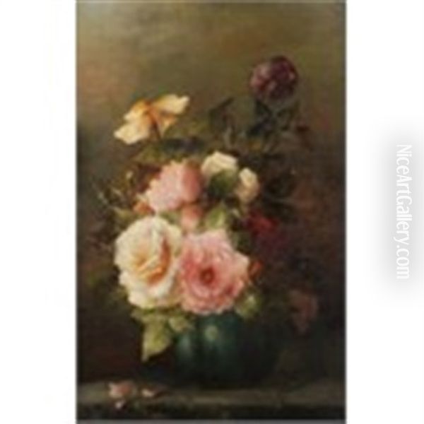 Still Life Of Roses Oil Painting by Sara Henze