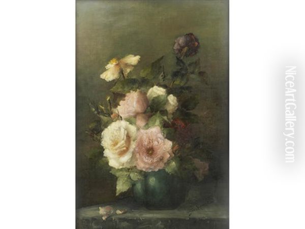 Still Life Of Roses Oil Painting by Sara Henze